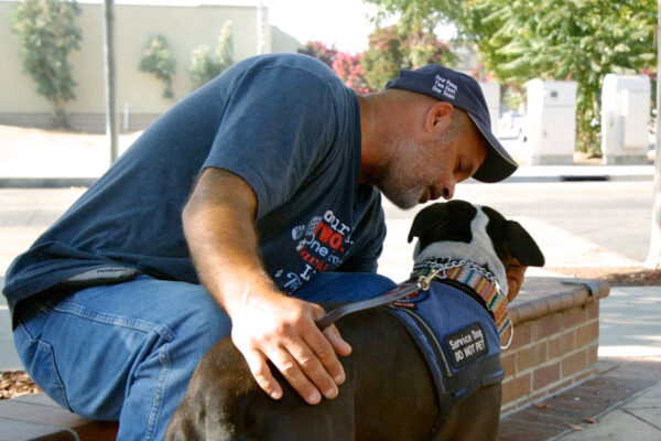 Chris and Zane. By My Side Documentary Film US Army Veteran Chris and his PTSD Service Dog Zane in downtown Gilroy.
